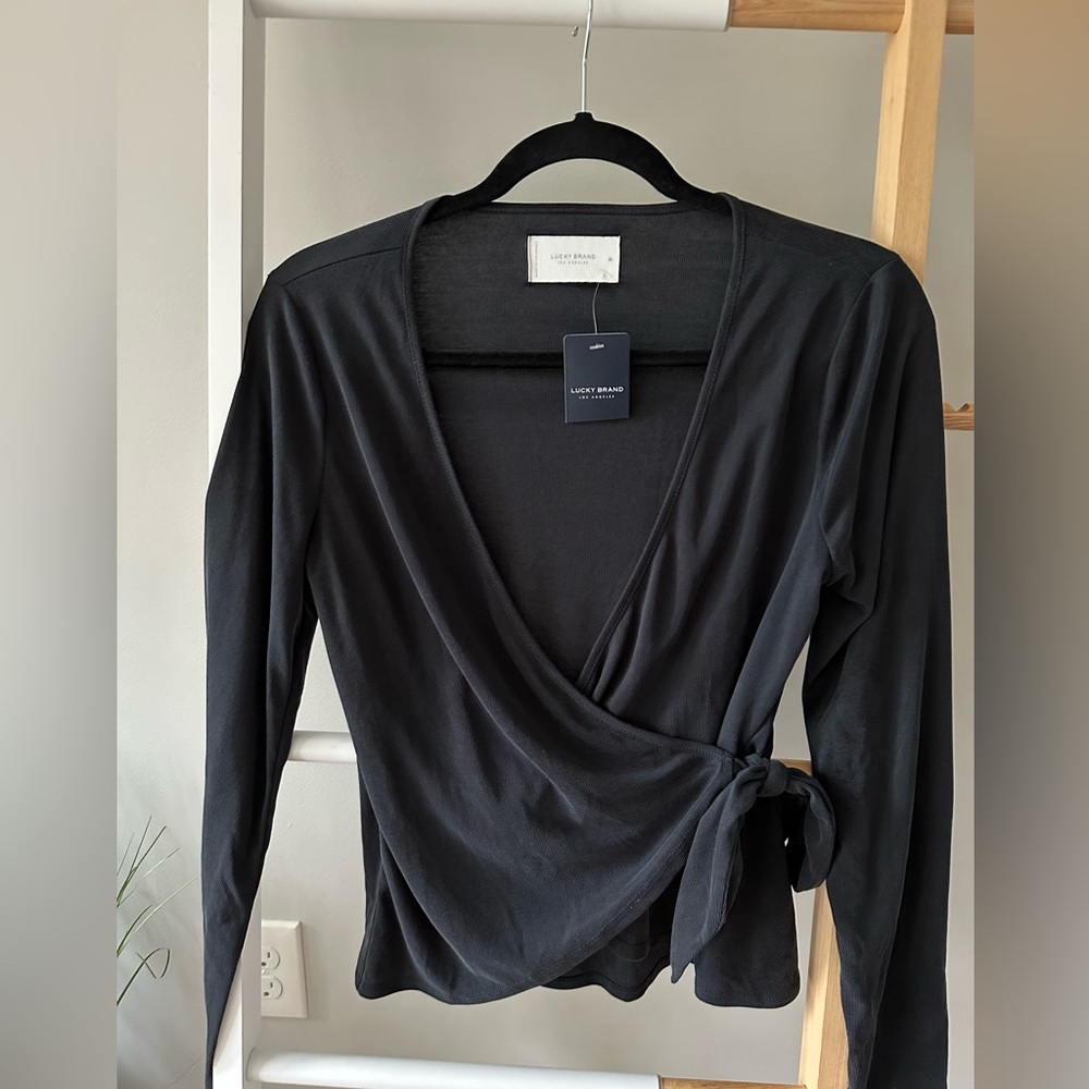 Lucky Brand Black Wrap Top, Brand New!
